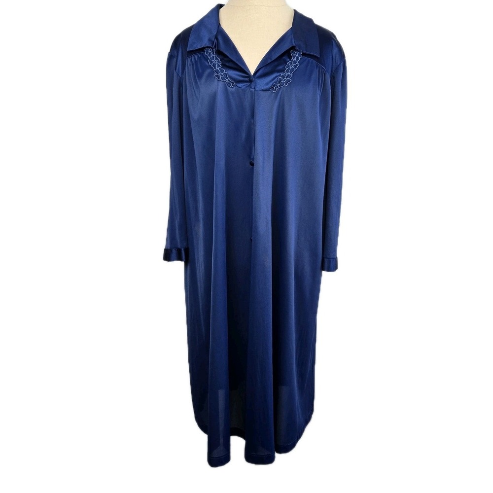 Vanity Fair Vtg Dressing Gown Robe House Coat Size XL Blue Lingerie Grannycore